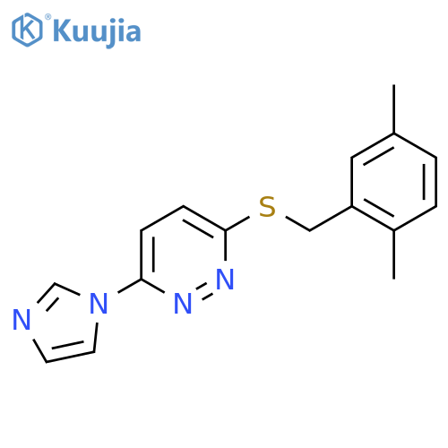 3-{(2,5-dimethylphenyl)methylsulfanyl}-6-(1H-imidazol-1-yl)pyridazine structure