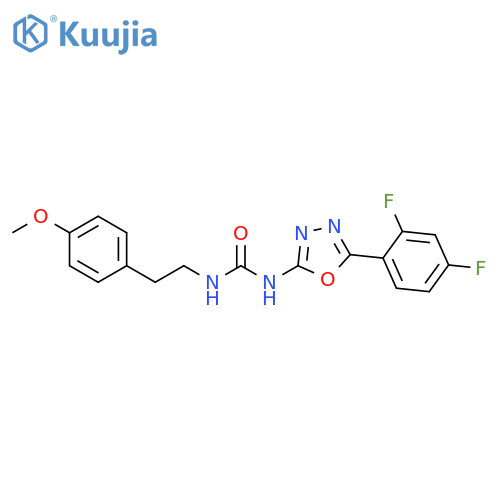 3-5-(2,4-difluorophenyl)-1,3,4-oxadiazol-2-yl-1-2-(4-methoxyphenyl)ethylurea structure