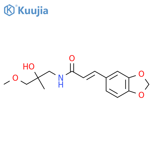(2E)-3-(2H-1,3-benzodioxol-5-yl)-N-(2-hydroxy-3-methoxy-2-methylpropyl)prop-2-enamide structure