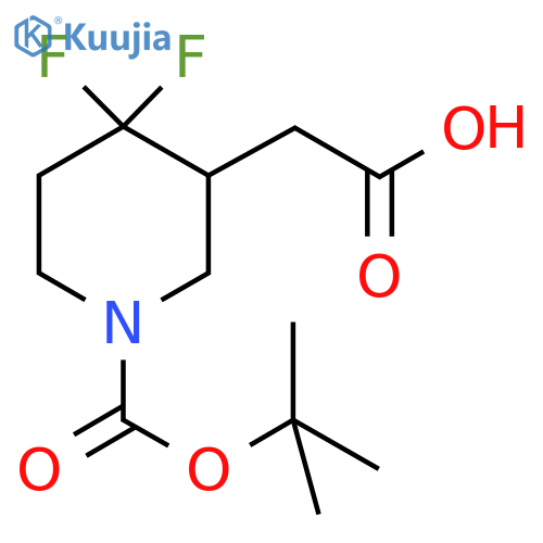 2-{1-[(tert-butoxy)carbonyl]-4,4-difluoropiperidin-3-yl}acetic acid structure