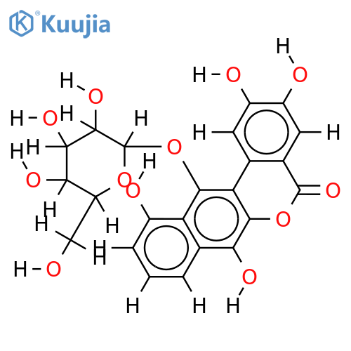 12-O-beta-D-glucopyranosyl-2,3,7,11-tetrahydroxy-6-oxabenzo[a]anthracen-5-one structure