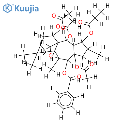 3beta-O-propionyl-5alpha,7beta,15beta-tri-O-acetyl-14alpha-O-benzoyl-6alpha,17-epoxy-14-deoxopremyrsinol structure