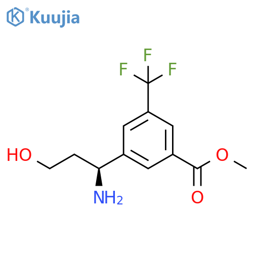 Benzoic acid, 3-[(1S)-1-amino-3-hydroxypropyl]-5-(trifluoromethyl)-, methyl ester structure