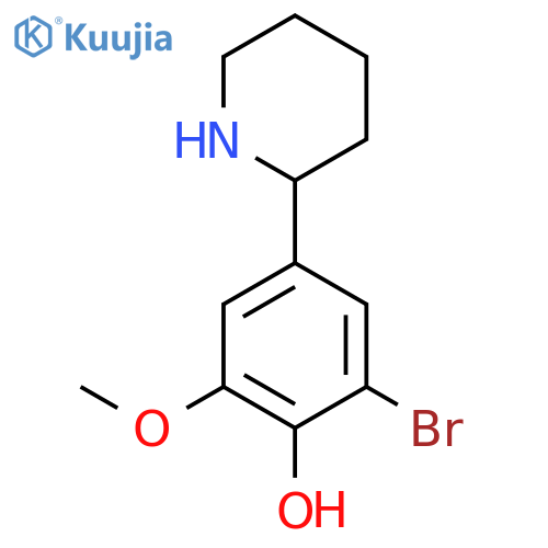 2-bromo-6-methoxy-4-(piperidin-2-yl)phenol structure