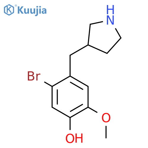 5-bromo-2-methoxy-4-(pyrrolidin-3-yl)methylphenol structure
