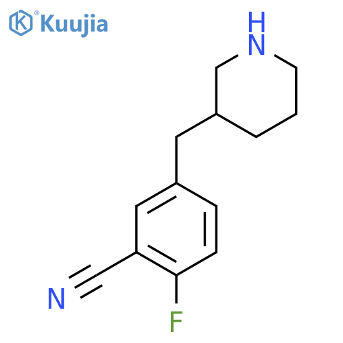 2-fluoro-5-(piperidin-3-yl)methylbenzonitrile structure