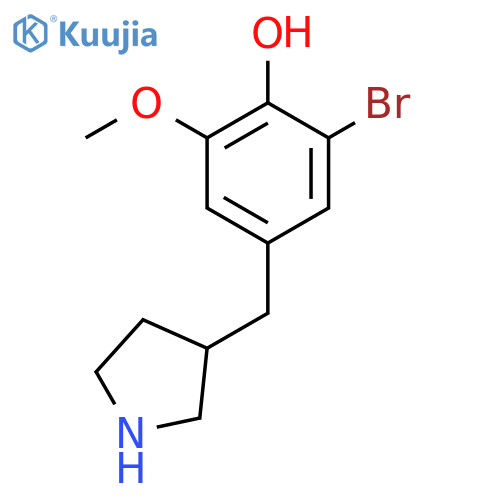 2-bromo-6-methoxy-4-(pyrrolidin-3-yl)methylphenol structure