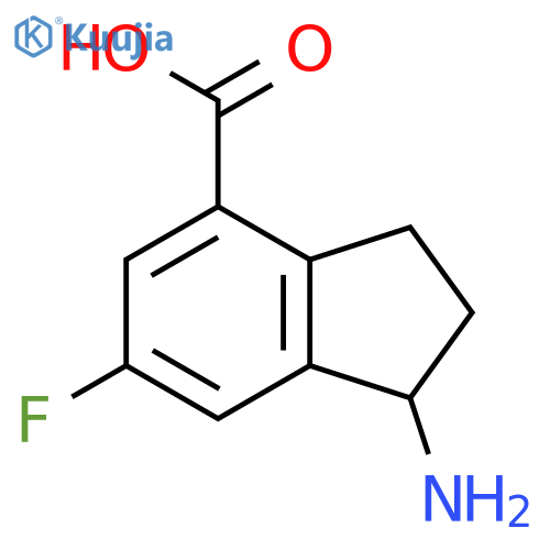 1-amino-6-fluoro-2,3-dihydro-1H-indene-4-carboxylic acid structure