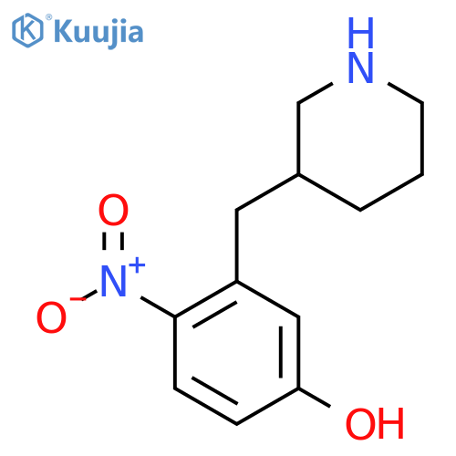 4-nitro-3-(piperidin-3-yl)methylphenol structure