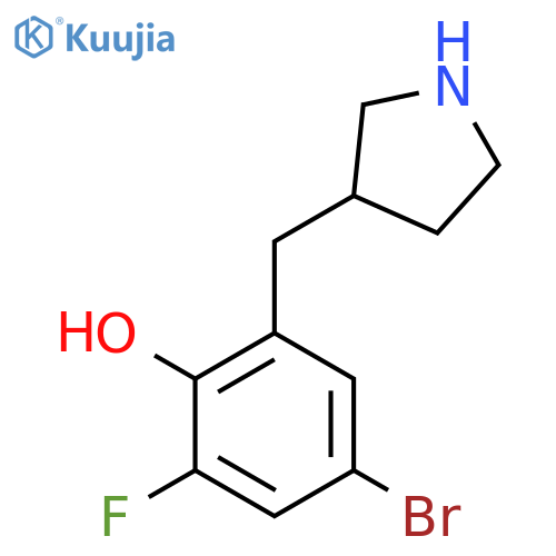 4-bromo-2-fluoro-6-(pyrrolidin-3-yl)methylphenol structure