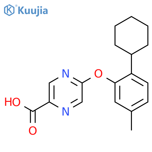 5-(2-Cyclohexyl-5-methylphenoxy)-pyrazine-2-carboxylic acid structure