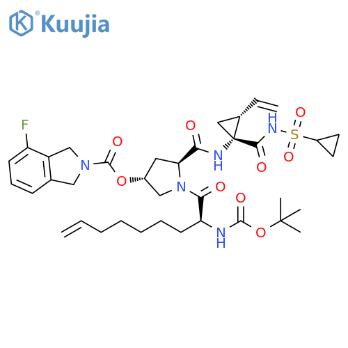 (3R,5S)-5-[[[(1R,2R)-1-[[(Cyclopropylsulfonyl)amino]carbonyl]-2-ethenylcyclopropyl]amino]carbonyl]-1-[(2S)-2-[[(1,1-dimethylethoxy)carbonyl]amino]-1-oxo-8-nonen-1-yl]-3-pyrrolidinyl 4-fluoro-1,3-dihydro-2H-isoindole-2-carboxylate structure