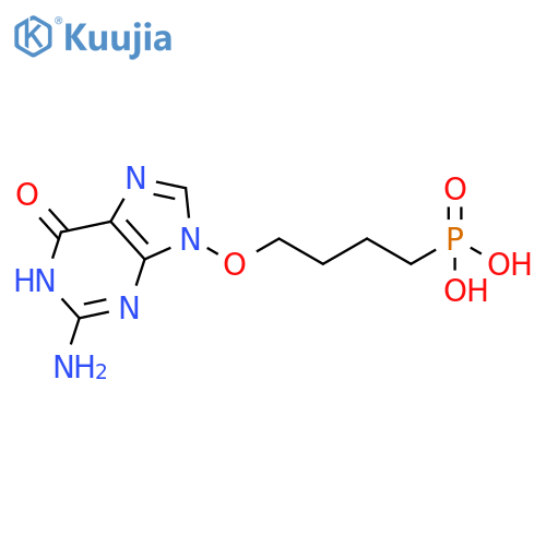 {4-[(2-Amino-6-oxo-1,6-dihydro-9H-purin-9-yl)oxy]butyl}phosphonic acid structure