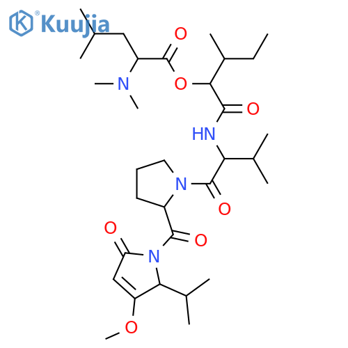 L-Leucine,N,N-dimethyl-,(1S,2S)-1-[[[(1S)-1-[[(2S)-2-[[(2S)-2,5-dihydro-3-methoxy-2-(1-methylethyl)-5-oxo-1H-pyrrol-1-yl]carbonyl]-1-pyrrolidinyl]carbonyl]-2-methylpropyl]amino]carbonyl]-2-methylbutylester (9CI) structure