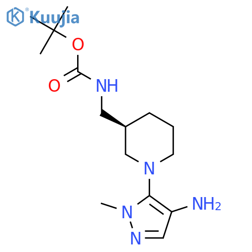 (R)-3-(Boc-aminomethyl)-1-(4-amino-1-methyl-1H-pyrazol-5-YL)piperidine structure