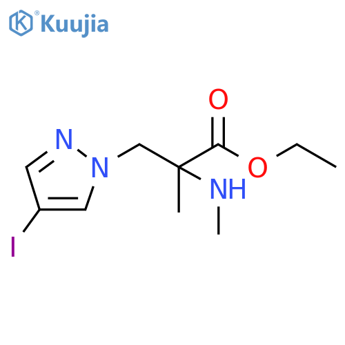 ethyl 3-(4-iodo-1H-pyrazol-1-yl)-2-methyl-2-(methylamino)propanoate structure