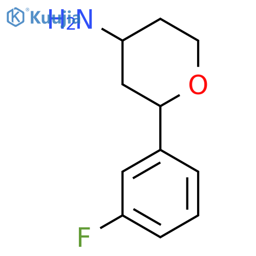 2-(3-fluorophenyl)oxan-4-amine, Mixture of diastereomers structure
