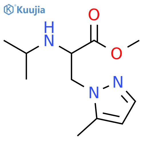 methyl 3-(5-methyl-1H-pyrazol-1-yl)-2-(propan-2-yl)aminopropanoate structure