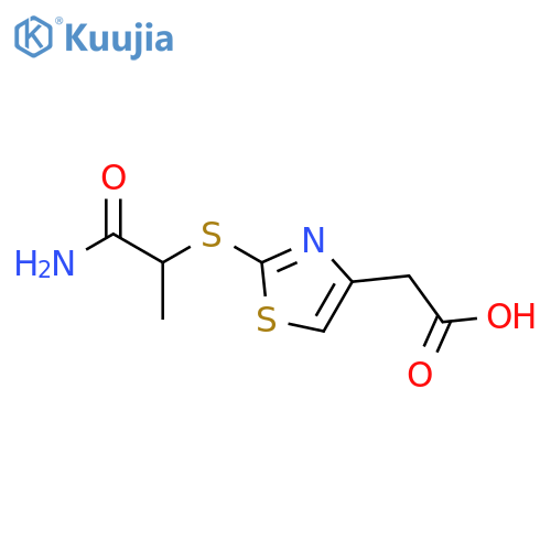 2-(2-((1-amino-1-oxopropan-2-yl)thio)thiazol-4-yl)acetic acid structure