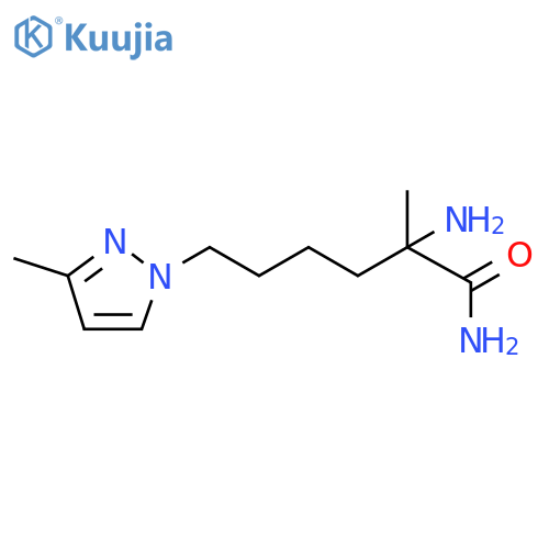2-amino-2-methyl-6-(3-methyl-1H-pyrazol-1-yl)hexanamide structure