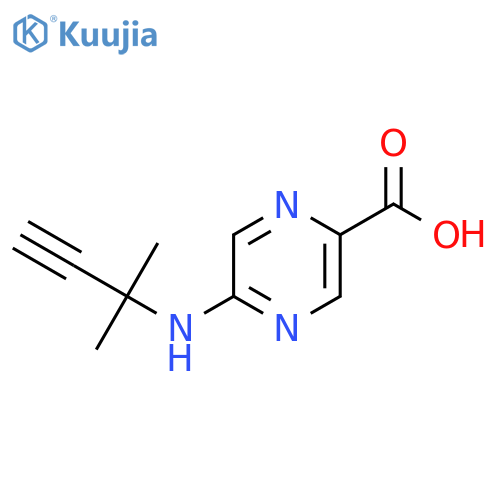 5-(2-methylbut-3-yn-2-yl)aminopyrazine-2-carboxylic acid structure