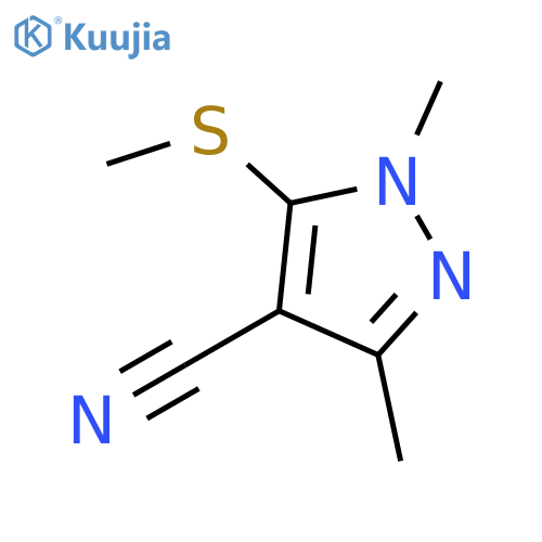 1,3-dimethyl-5-(methylsulfanyl)-1H-pyrazole-4-carbonitrile structure