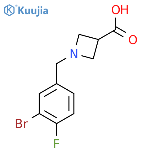 1-[(3-Bromo-4-fluorophenyl)methyl]azetidine-3-carboxylic acid structure