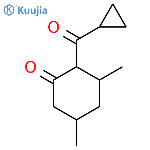 2-cyclopropanecarbonyl-3,5-dimethylcyclohexan-1-one structure