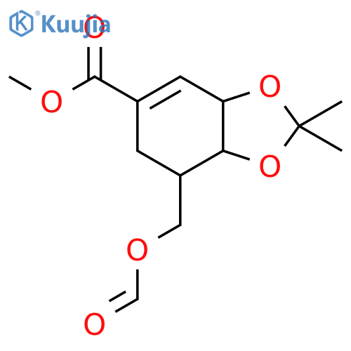 1,3-Benzodioxole-5-carboxylic acid, 7-[(formyloxy)methyl]-3a,6,7,7a-tetrahydro-2,2-dimethyl-, methyl ester, (3aR,7S,7aS)-rel- structure