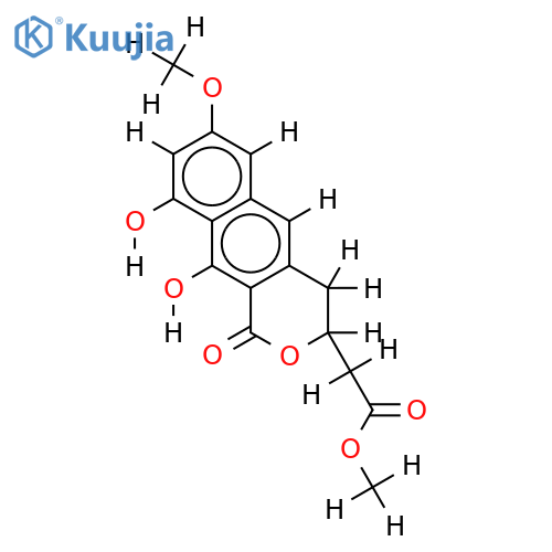 (S)-3,4-dihydro-9,10-dihydroxy-7-methoxy-1H-naphtho[2,3-c]pyran-1-on-3-acetic acid methyl ester structure