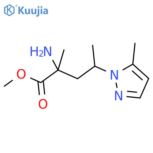 methyl 2-amino-2-methyl-4-(5-methyl-1H-pyrazol-1-yl)pentanoate structure