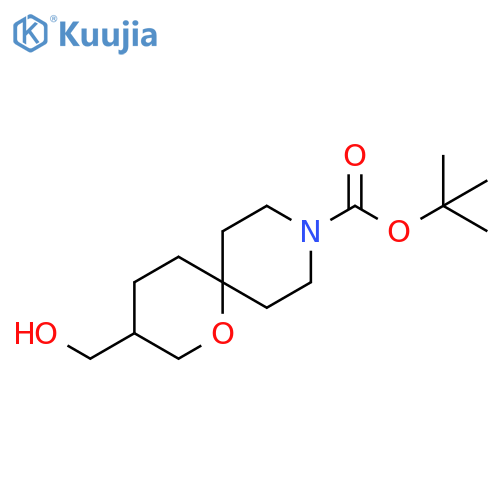 1-Oxa-9-azaspiro[5.5]undecane-9-carboxylic acid, 3-(hydroxymethyl)-, 1,1-dimethylethyl ester structure