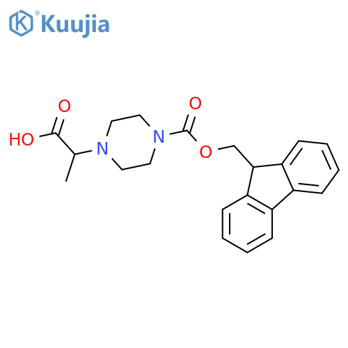 2-(4-{(9H-fluoren-9-yl)methoxycarbonyl}piperazin-1-yl)propanoic acid structure