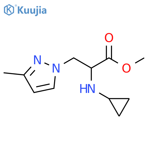 methyl 2-(cyclopropylamino)-3-(3-methyl-1H-pyrazol-1-yl)propanoate structure