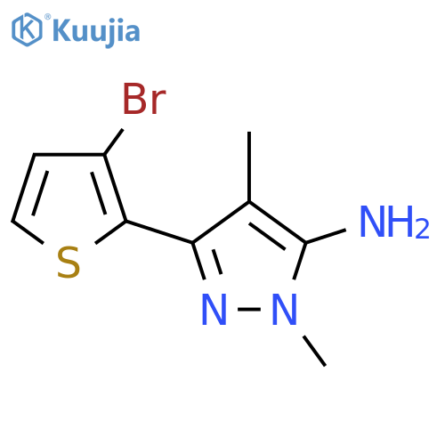 3-(3-bromothiophen-2-yl)-1,4-dimethyl-1H-pyrazol-5-amine structure