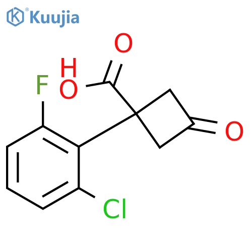 1-(2-chloro-6-fluorophenyl)-3-oxocyclobutane-1-carboxylic acid structure