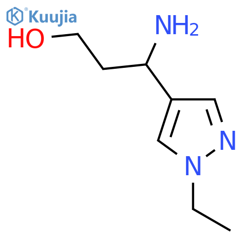 3-amino-3-(1-ethyl-1H-pyrazol-4-yl)propan-1-ol structure