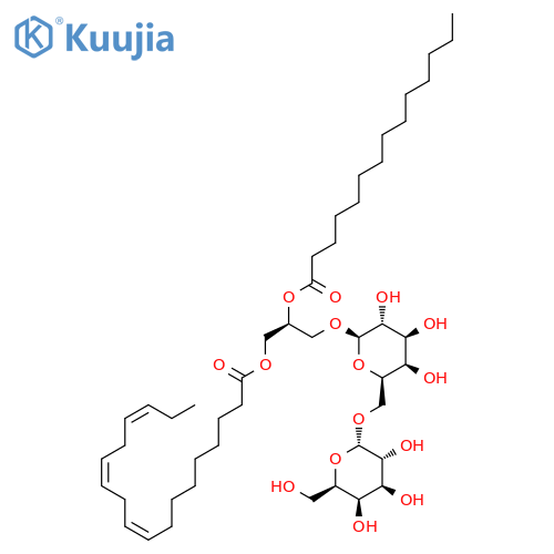 b-D-Galactopyranoside,3-[(1-oxo-9,12,15-octadecatrienyl)oxy]-2-[(1-oxotetradecyl)oxy]propyl 6-O-a-D-galactopyranosyl-,[S-(Z,Z,Z)]- (9CI) structure