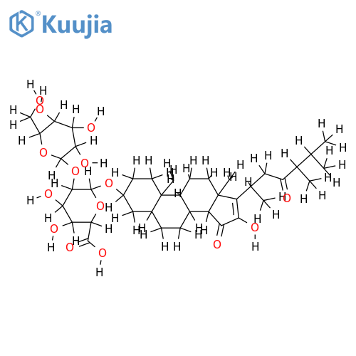 3beta-O-[beta-glucopyranosyl-(1->2)-beta-glucopyranosyloxyuronic acid]-16-hydroxy-5alpha,14beta-ergost-16-ene-15,23-dione structure