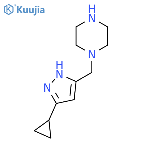 1-((3-Cyclopropyl-1H-pyrazol-5-yl)methyl)piperazine structure