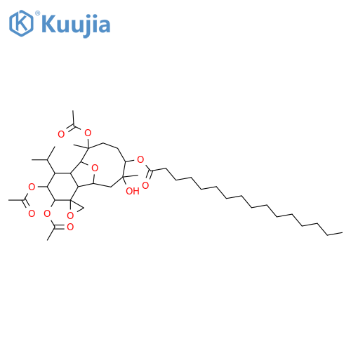 4,18:6,13-Diepoxy-2,3,8,9,12-eunicellanepentol; (2α,3α,4α,8α,9β,12β)-form, 9-Hexadecanoyl, 2,3,12-tri-Ac structure