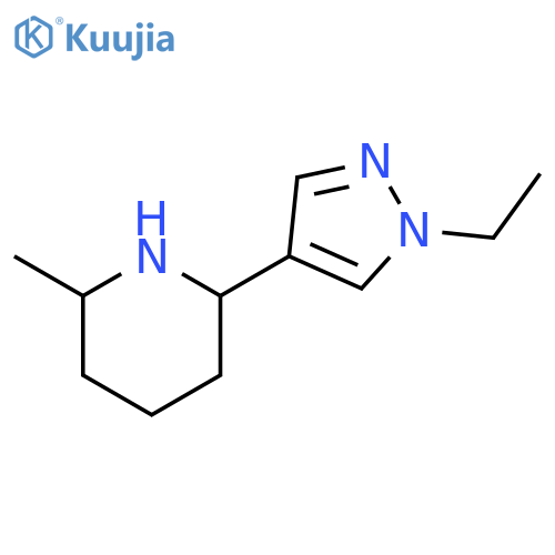 Piperidine, 2-(1-ethyl-1H-pyrazol-4-yl)-6-methyl- structure