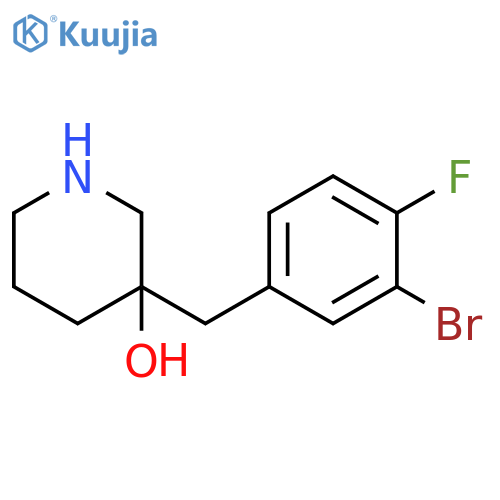 3-(3-bromo-4-fluorophenyl)methylpiperidin-3-ol structure