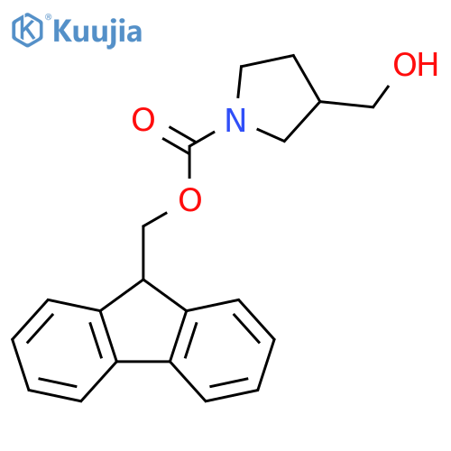 9H-fluoren-9-ylmethyl 3-(hydroxymethyl)pyrrolidine-1-carboxylate structure