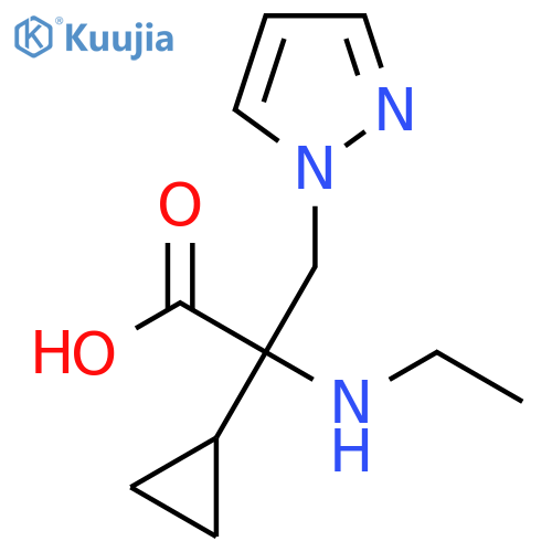 2-cyclopropyl-2-(ethylamino)-3-(1H-pyrazol-1-yl)propanoic acid structure