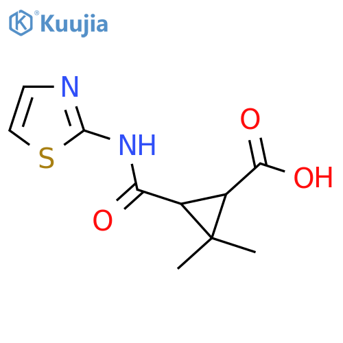 2,2-Dimethyl-3-(1,3-thiazol-2-ylamino)carbonylcyclopropanecarboxylic acid structure