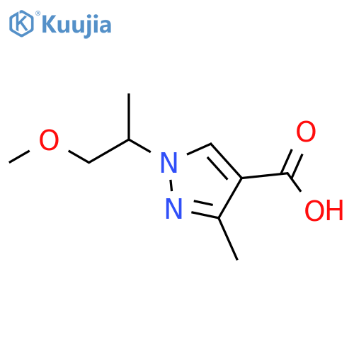 1-(1-methoxypropan-2-yl)-3-methyl-1H-pyrazole-4-carboxylic acid structure