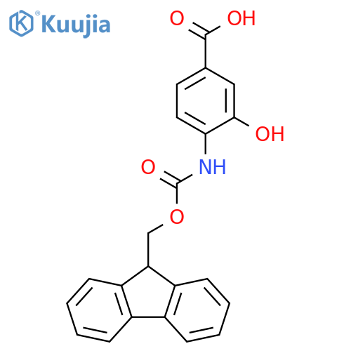 4-({(9H-fluoren-9-yl)methoxycarbonyl}amino)-3-hydroxybenzoic acid structure