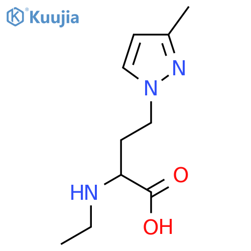 2-(ethylamino)-4-(3-methyl-1H-pyrazol-1-yl)butanoic acid structure
