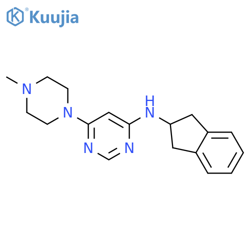 N-(2,3-dihydro-1H-inden-2-yl)-6-(4-methylpiperazin-1-yl)pyrimidin-4-amine structure